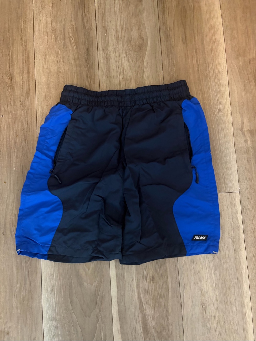 PALACE Black and Blue Colorblock Shorts